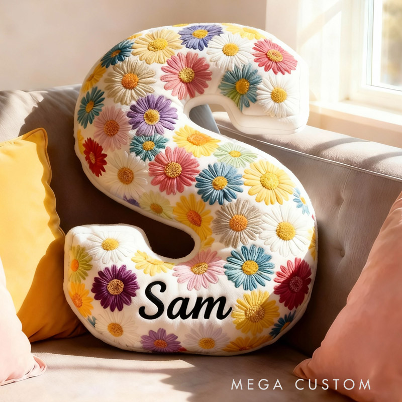 Personalized Cute Flower Letter Pillow Graphic 3D Print Butterfly Custom Name Pillow Gift for Kids