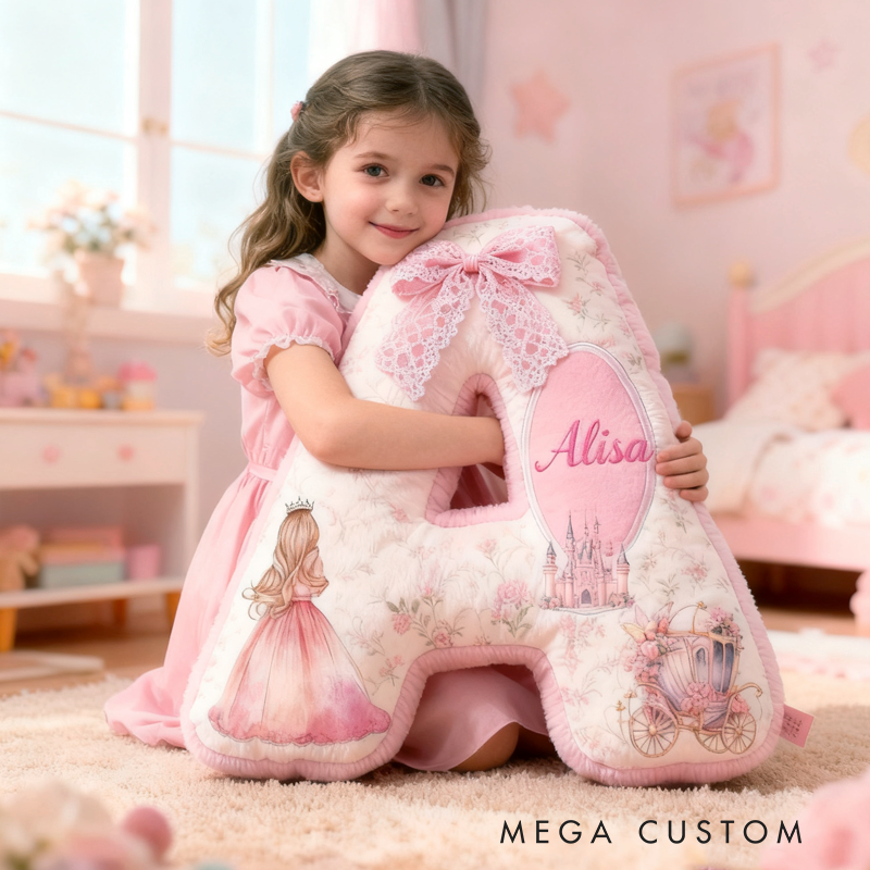 Personalized Pink Dream Fairy Tale Princess with Name Graphic 3D Print Pillow Christmas Gift for Kids