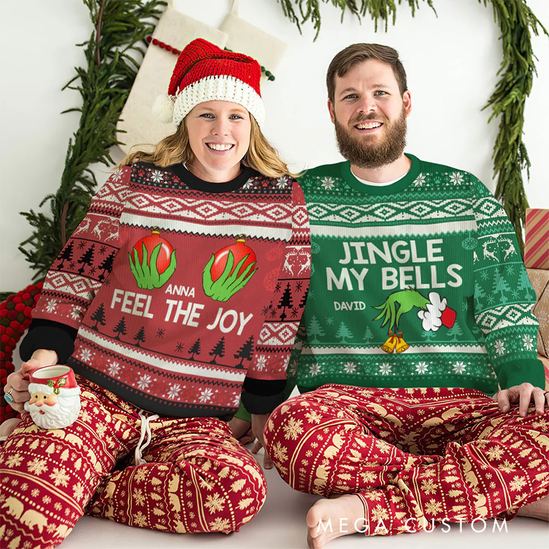 Personalized Couple Feel the Joy Christmas Ugly Sweater Movie Christmas Sweater Film Fan Family Sweater