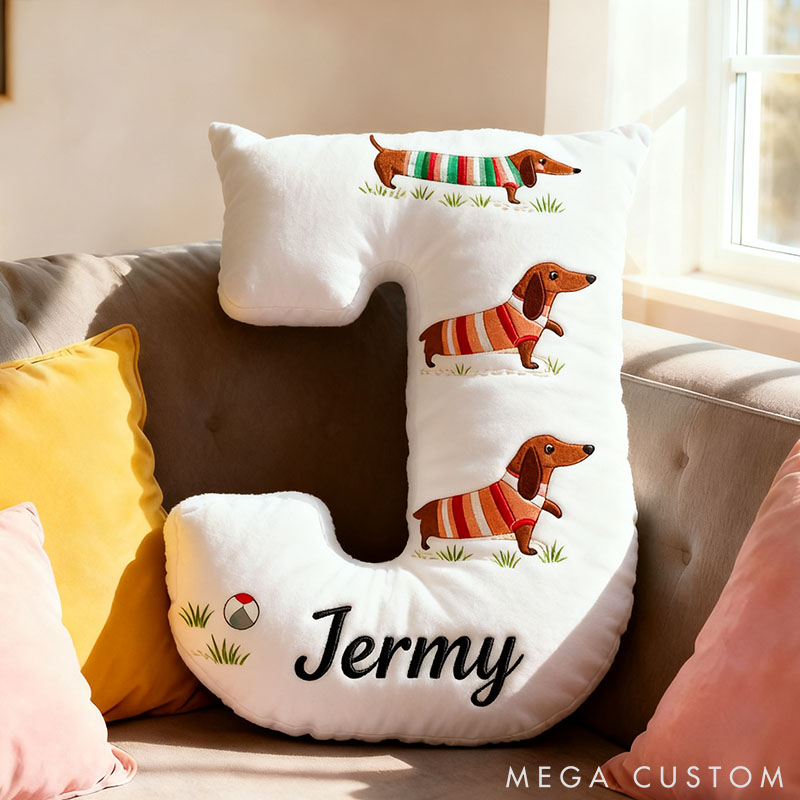 Personalized Dog Lover Dachshund Letter Pillow with Custom Name Pillow