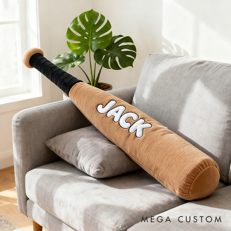 Personalized Baseball Bat Shaped Pillow with Custom Name for Kids