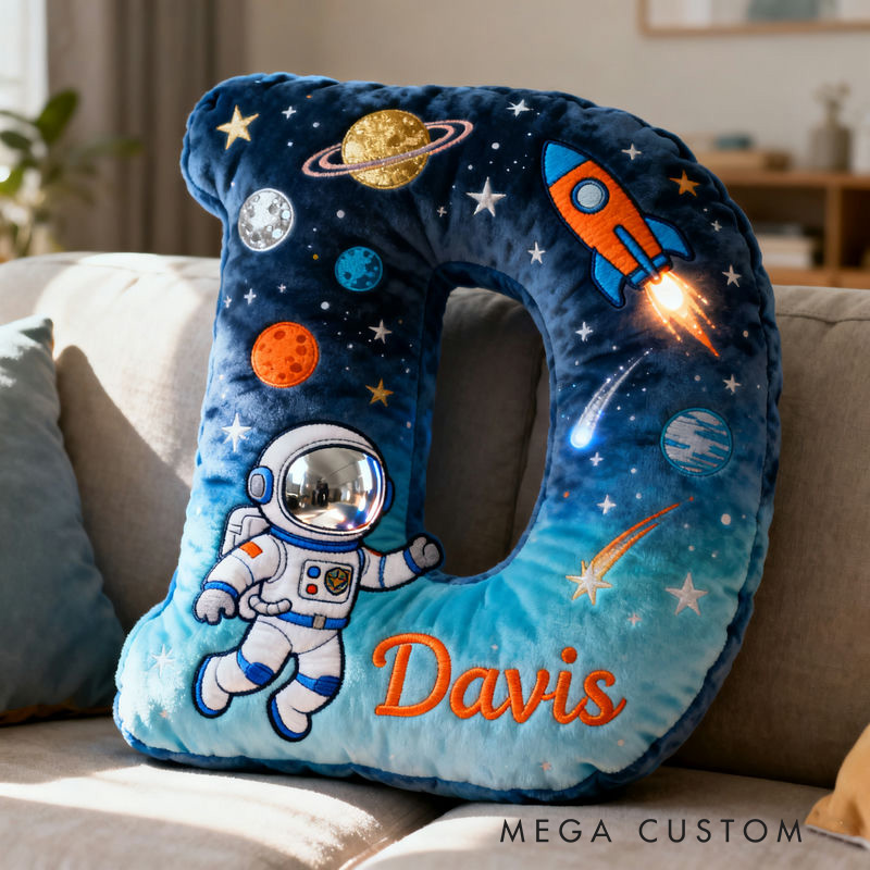 Personalized Astronaut Space Galaxy Name Custom Kids Gift Adventure Rocket Starry Sky Decorative Graphic 3D Print Pillows