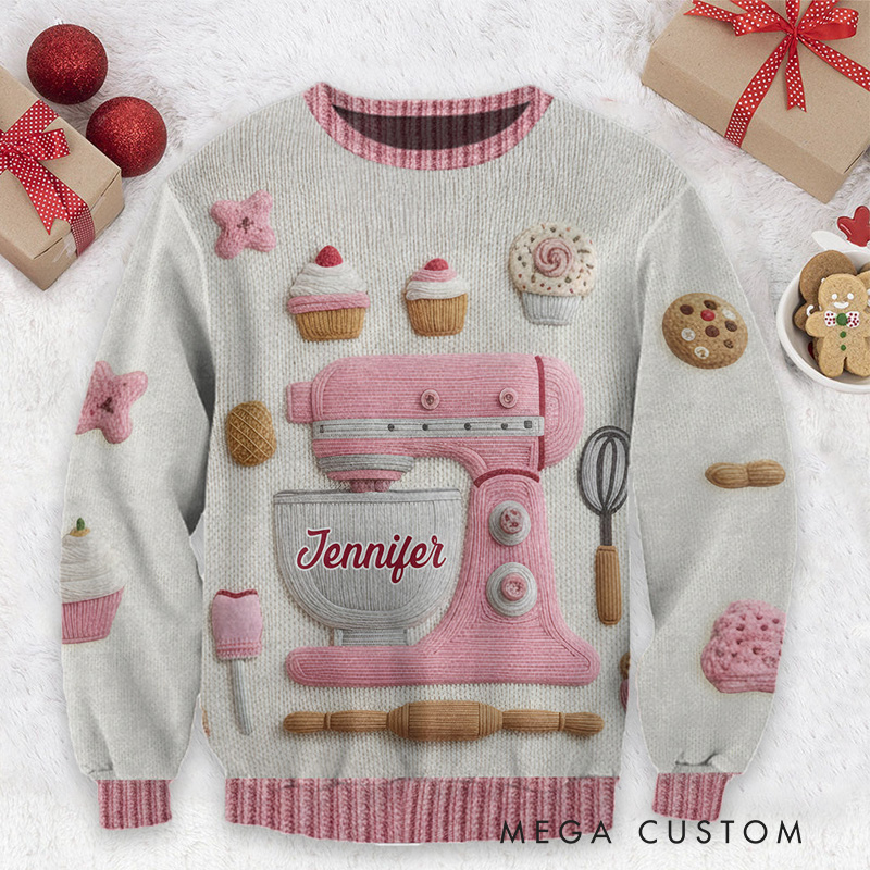 Personalized Baking Is My Love Ugly Christmas Sweater Baking Ugly Christmas Sweater for Kids Adult