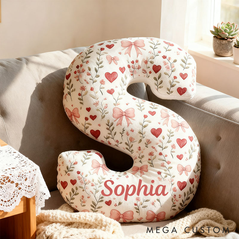 Personalized Flower Girl Floral Initial Pillow Home Decor Pillow Flower Girl Christmas Pillow