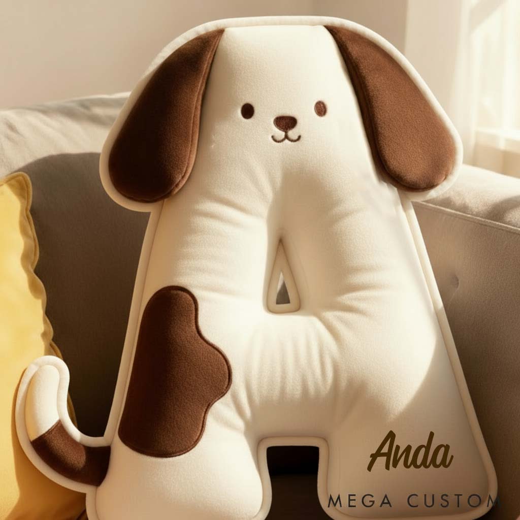 Personalized Dog Lover Letter Pillow with Custom Name Design Graphic 3D Print Pillow