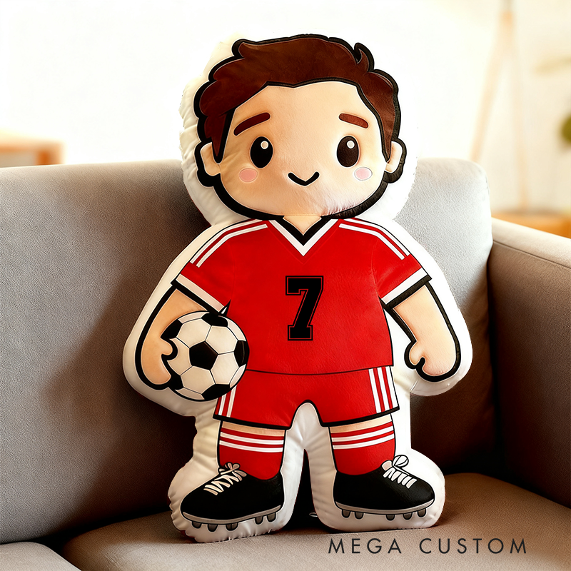 Personalized Soccer Player Pillow with Custom Jersey Number