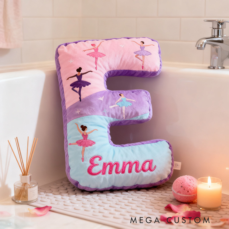 Personalized Graphic 3D Print Ballet Dancers Pillow With Your Own Name Soft Stuffed Toy for Kids Unique Decorative Cushion for Girls' Room