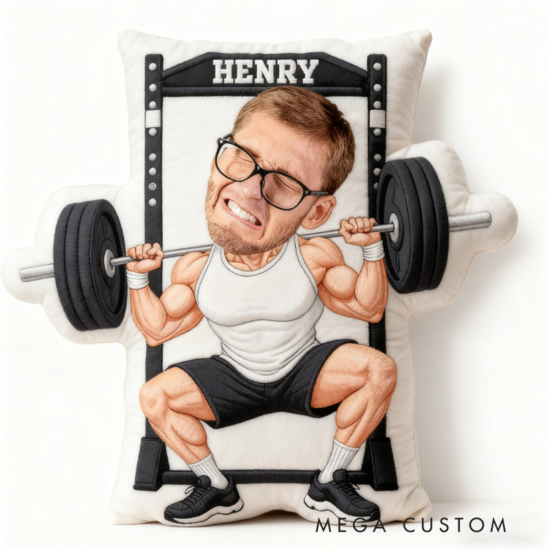Personalized Gym Photo Pillow Graphic 3D Print Gift Ideas Exercise Themed Weight Lifting Workout Pillow Comfortable Christmas Decor for Gym Lovers