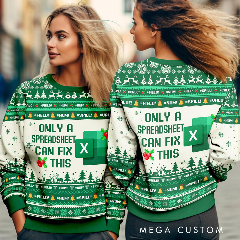 Personalized Only a Spreadsheet Can Fix This Ugly Christmas Sweater Excel Group Matching Sweater Christmas Party Gift Xmas Gift 2025