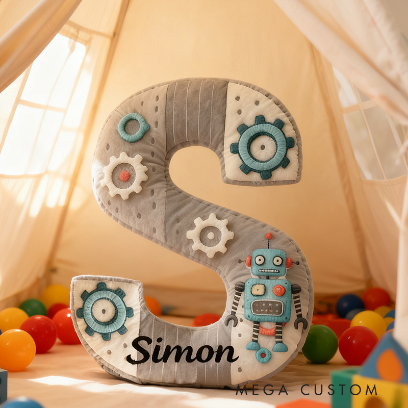 Personalized Graphic 3D Print Cute Letter Robot Pillow Customized Fun Children's Gift Pillows