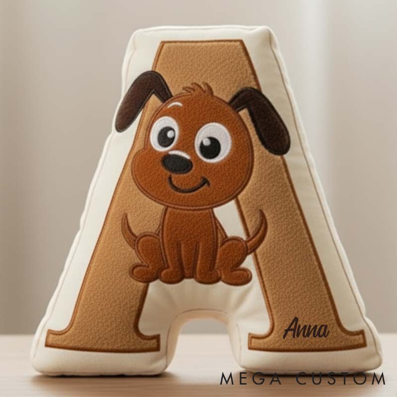 Personalized Dog Lover Letter Pillow with Dog Custom Name Design  Graphic 3D Print