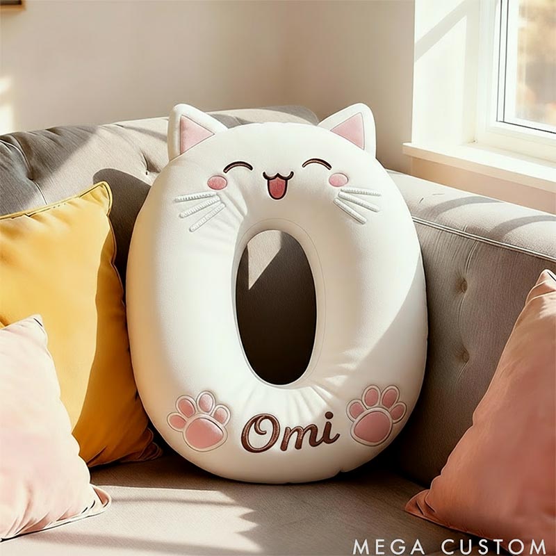 Personalized Cat Lover Letter Pillow with Custom Name Design Ver Smile Cats Graphic 3D Print