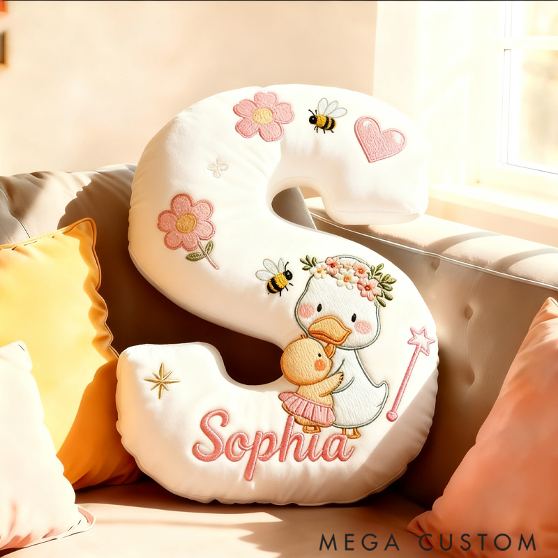 Personalized Graphic 3D Duck Mama and Baby with Magic Wand Pillow for Family Members