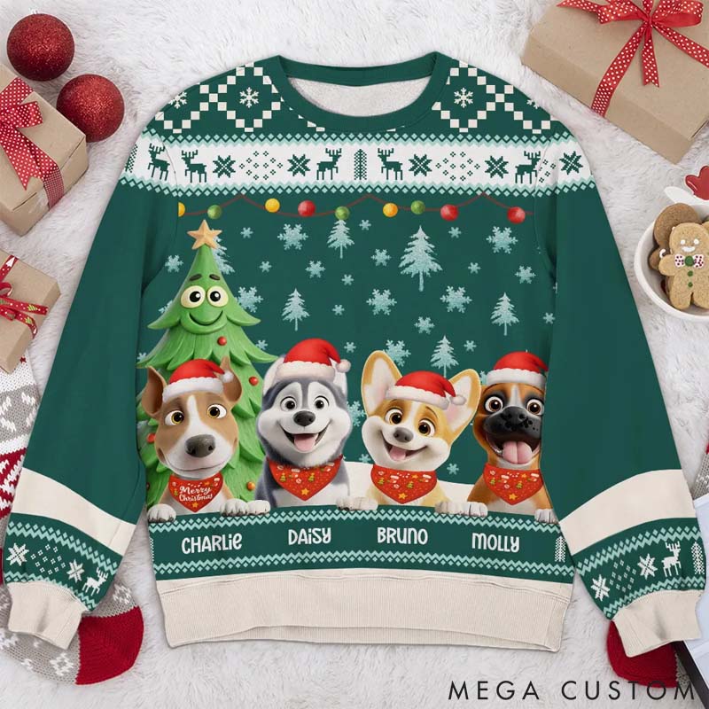 Personalized Dog Lover Warm and Fun Christmas Ugly Sweatshirt