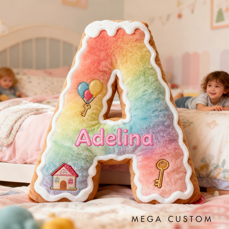 Personalized Rainbow Letter Pillow Custom Name Soft Decorative Cushion for Kids Room Graphic 3D Print Unique Gift for Children
