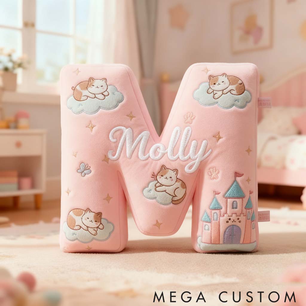 Personalized Cat Lover Pink Cats Letter Pillow Graphic 3D Print Pillow