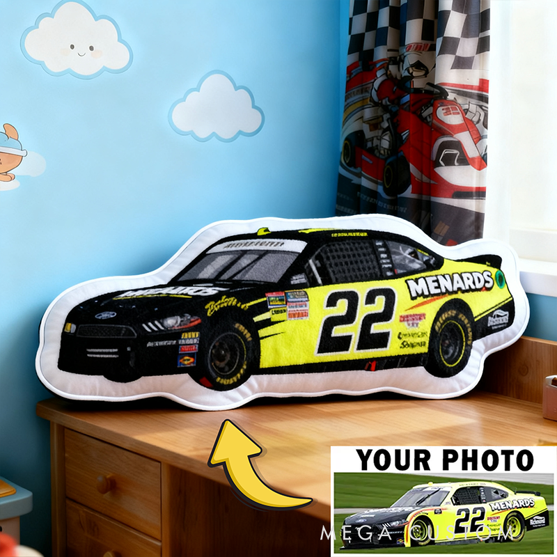 Personalized Race Car Pillow Custom Photo Shaped Cushion Gift for Racers and Car Lovers