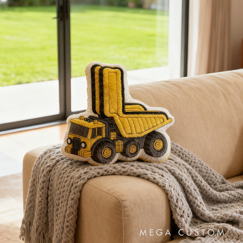 Personalized Letter Shaped Pillows With A Construction Vehicle Pattern Are Suitable For Children's Room Decoration And Play Soft Cartoon Vehicle Throw Pillows Great Gift For Boys For Children