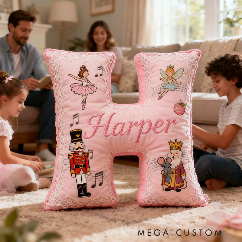 Personalized Graphic 3D Print Nutcracker Ballet Dance Pillow With Your Own Name Soft Stuffed Toy for Kids Unique Decorative Cushion for Girls' Room