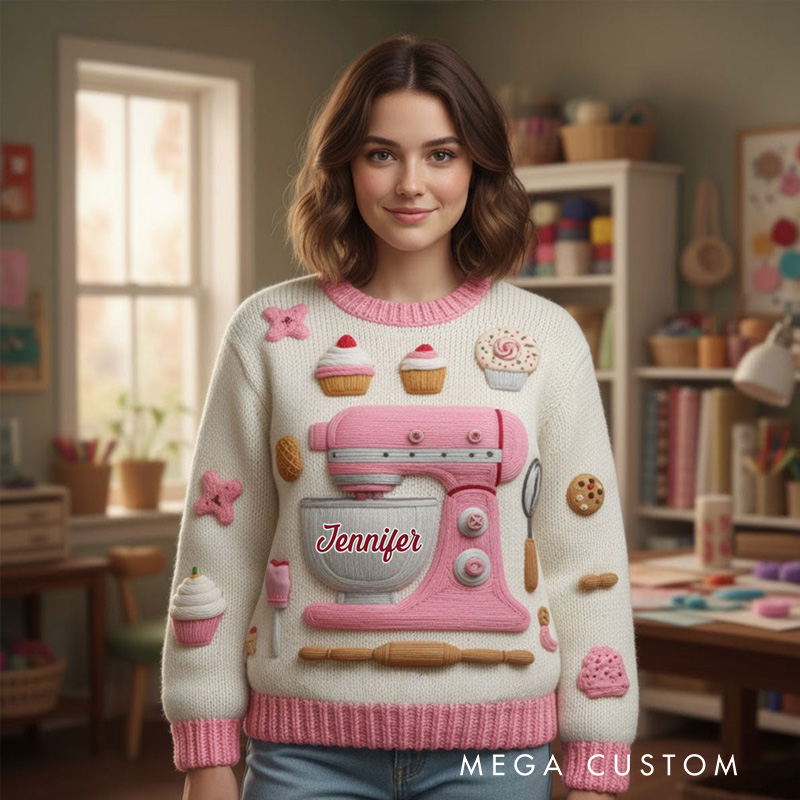 Personalized Baking Is My Love Ugly Christmas Sweater Baking Ugly Christmas Sweater for Kids Adult