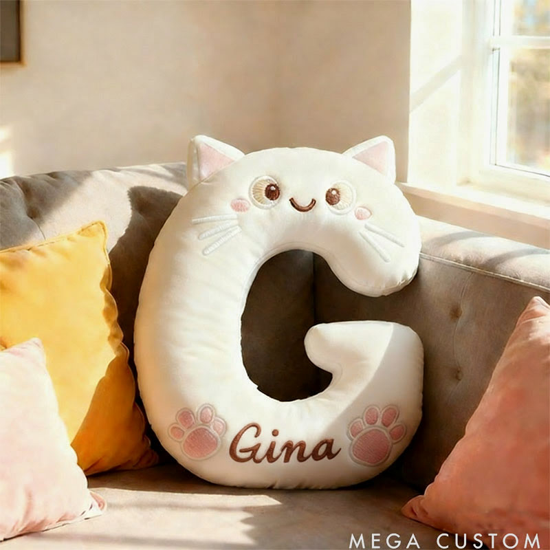 Personalized Cat Lover Letter Pillow with Custom Name Design Graphic 3D Print