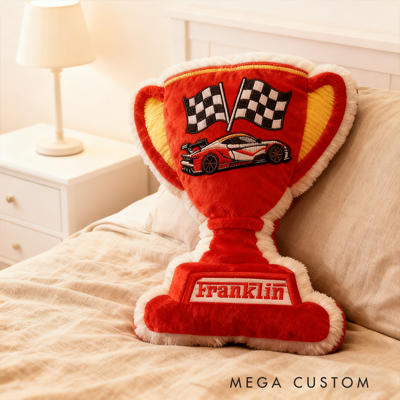 Personalized Trophy Throw Pillow Custom Name Graphic 3D Print  Design Cushion Gift for Racers and Racing Lovers