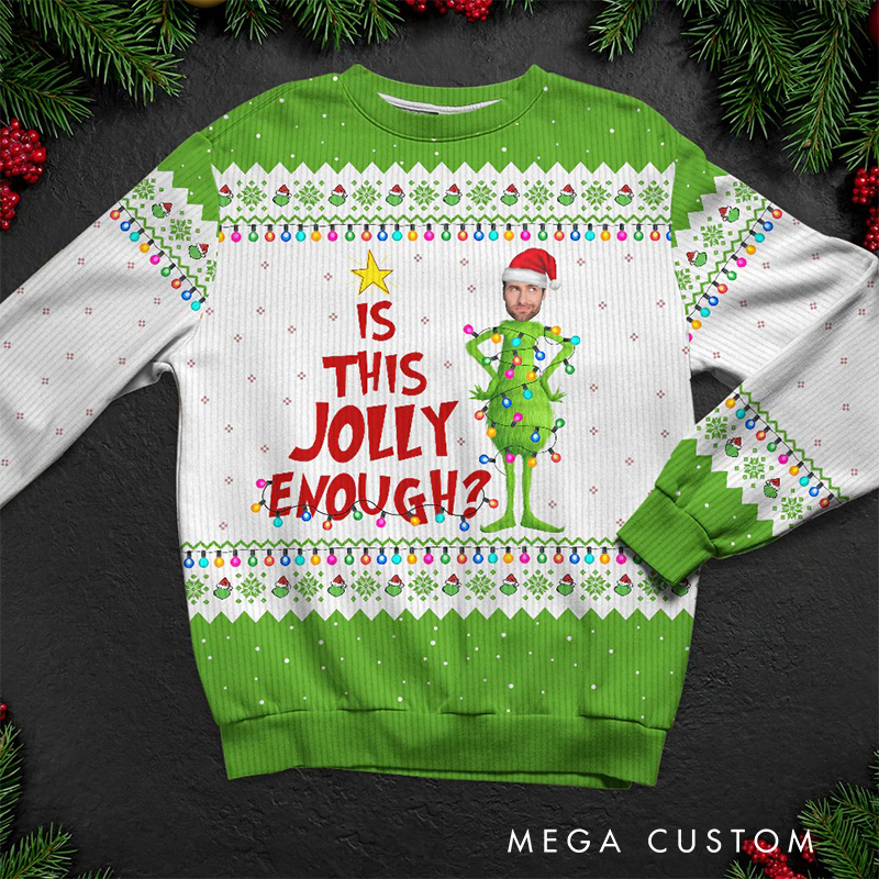 Personalized Is This Jolly Enough Photo Ugly Sweater Movie Christmas Sweater Film Fan Family Sweater