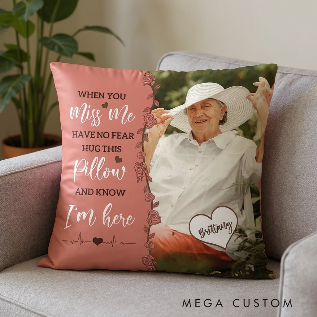 Personalized Photo Memorial Throw Pillow with Name Custom Double Sided Pillow Sympathy Bereavement Gift for Loss of Mother Grandmother