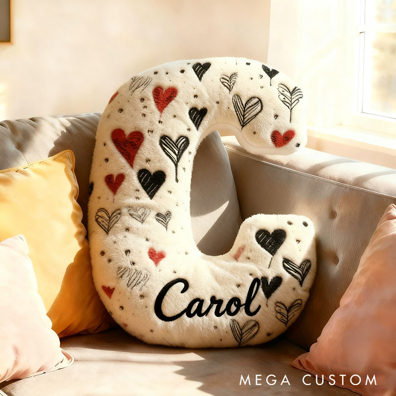 Personalized Girlfriend Letter Pillow Custom Wife Initials Cushion with Name Valentine's Day Pillow for Husband Wife Christmas Gift for Him Her