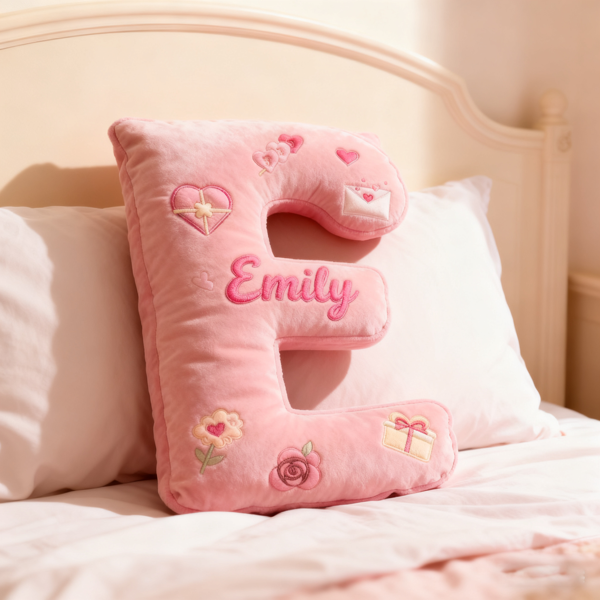 Personalized Girlfriend Love Print Flower Letter Pillow Custom Name Cushion Valentine's Gift for Girl Friend Boyfriend Christmas Gift for Him Her