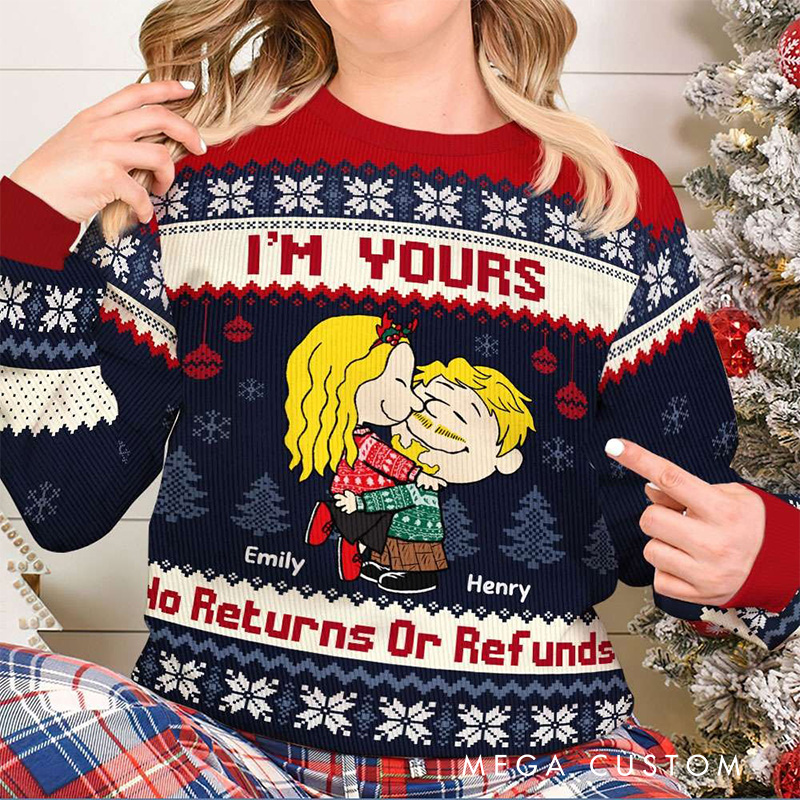 Personalized You And Me Cartoon Hugging Couple Anime Christmas Ugly Sweater Movie Lover Christmas Gift for Boyfriend Girlfriend Wife Husband