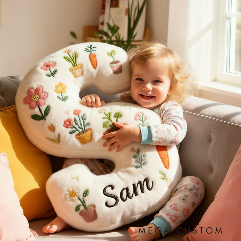 Personalized Plants Letter Pillow Graphic 3D Print Pillow Custom Name Design Pillow for Kids Family