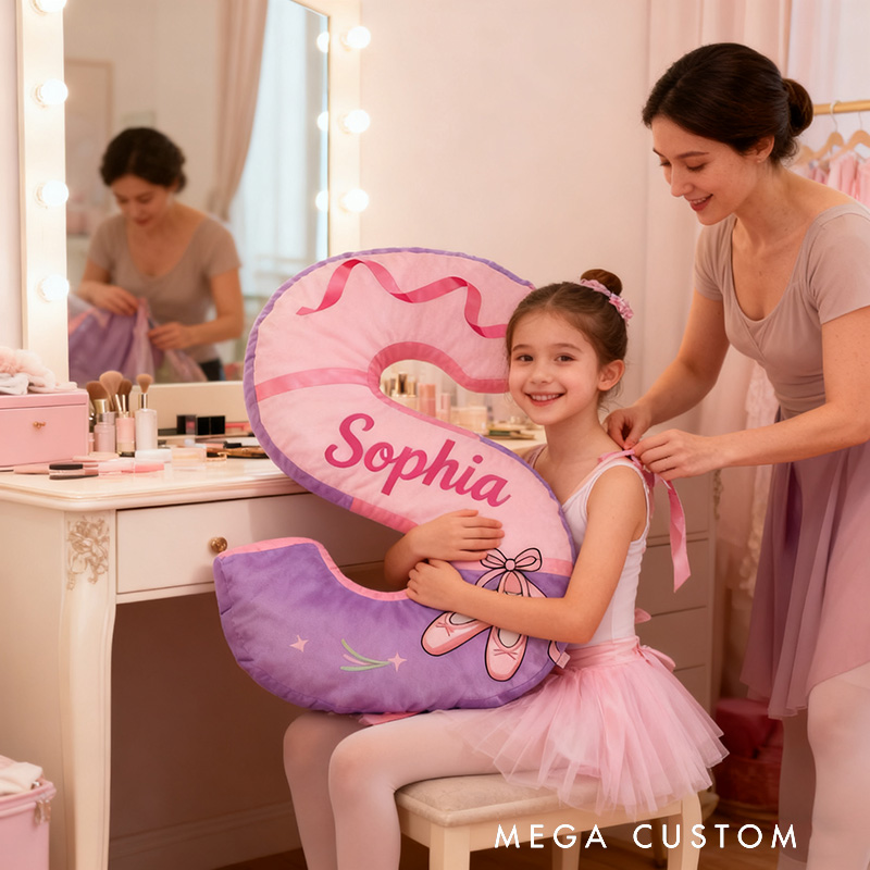 Personalized Ballet Shoes Pillow With Your Own Name Soft Stuffed Toy for Kids Unique Decorative Cushion for Girls' Room