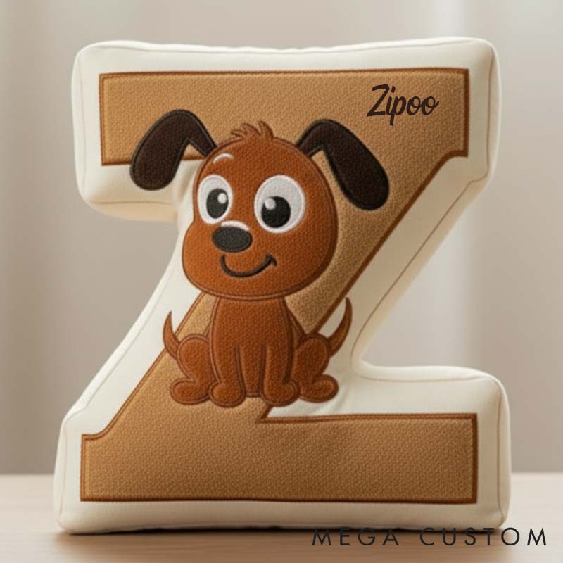 Personalized Dog Lover Letter Pillow with Dog Custom Name Design  Graphic 3D Print