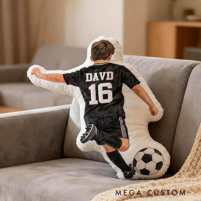 Personalized Soccer Player Pillow with Custom Name and Number