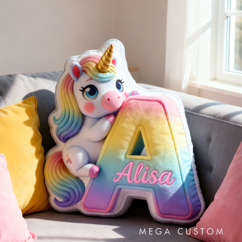 Personalized Cute Pink Dream Horse with Name Graphic 3D Print Pillow Christmas Gift for Kids