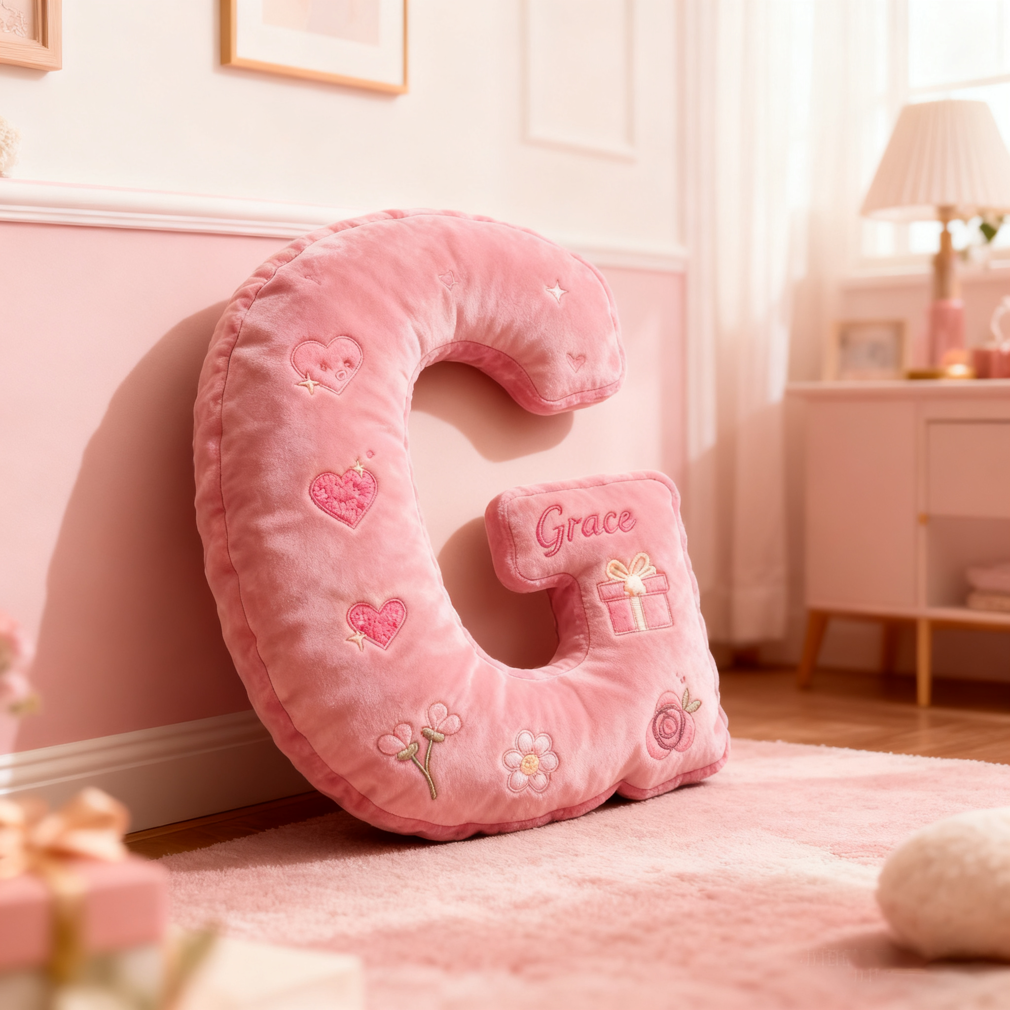 Personalized Girlfriend Love Print Flower Letter Pillow Custom Name Cushion Valentine's Gift for Girl Friend Boyfriend Christmas Gift for Him Her