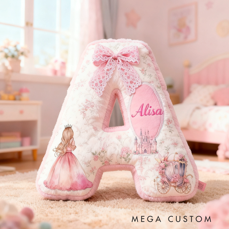 Personalized Pink Dream Fairy Tale Princess with Name Graphic 3D Print Pillow Christmas Gift for Kids
