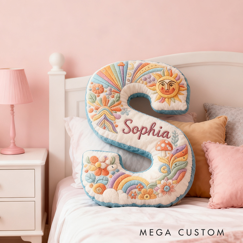Personalized Colorful 26 Letters Cute Graphic 3D Print Throw Pillow Beautiful Hippie Letter Custom Hippie Pillow Christmas Gift for Kids