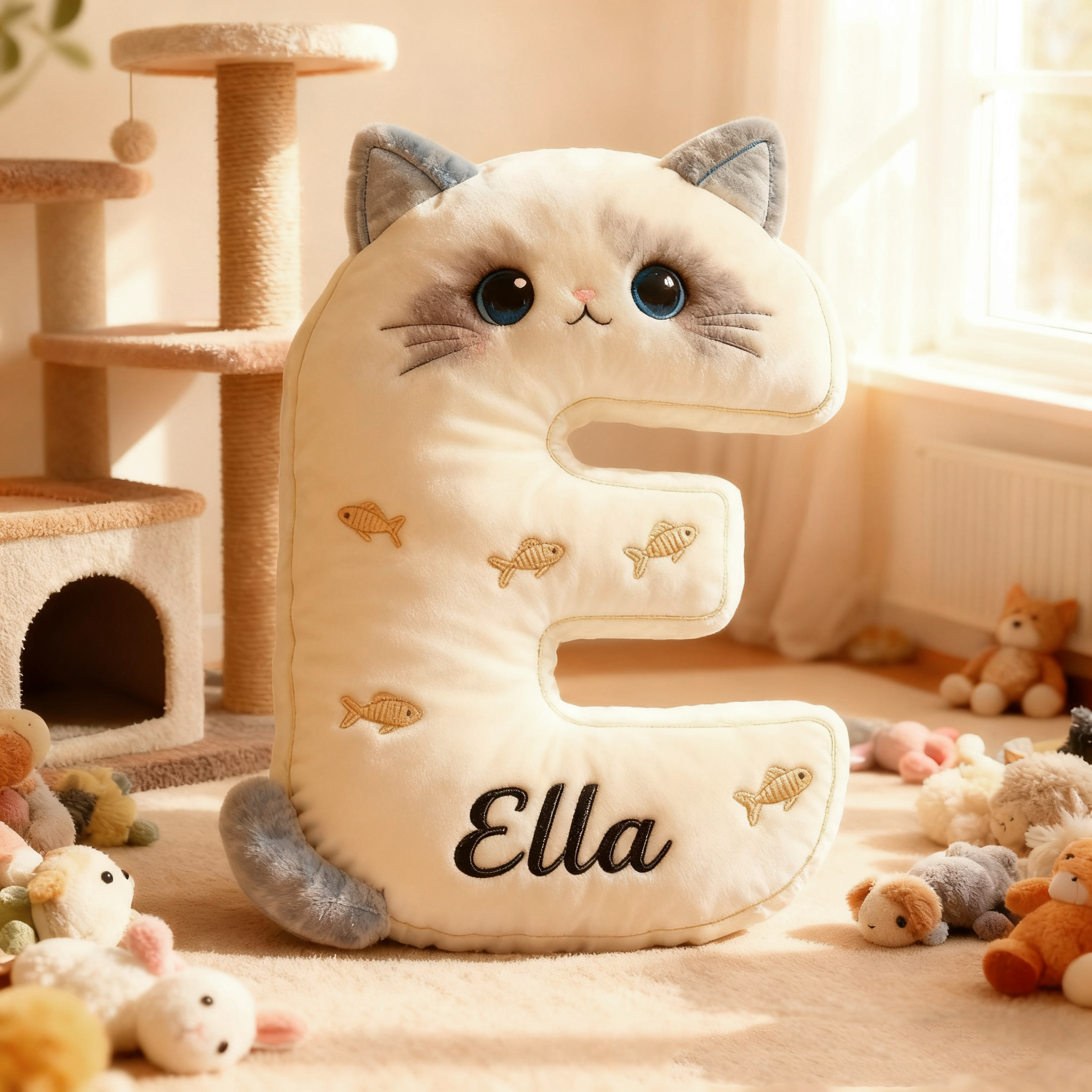 Personalized Cat Lover Letter Pillow with Custom Name Pillow Graphic 3D Print
