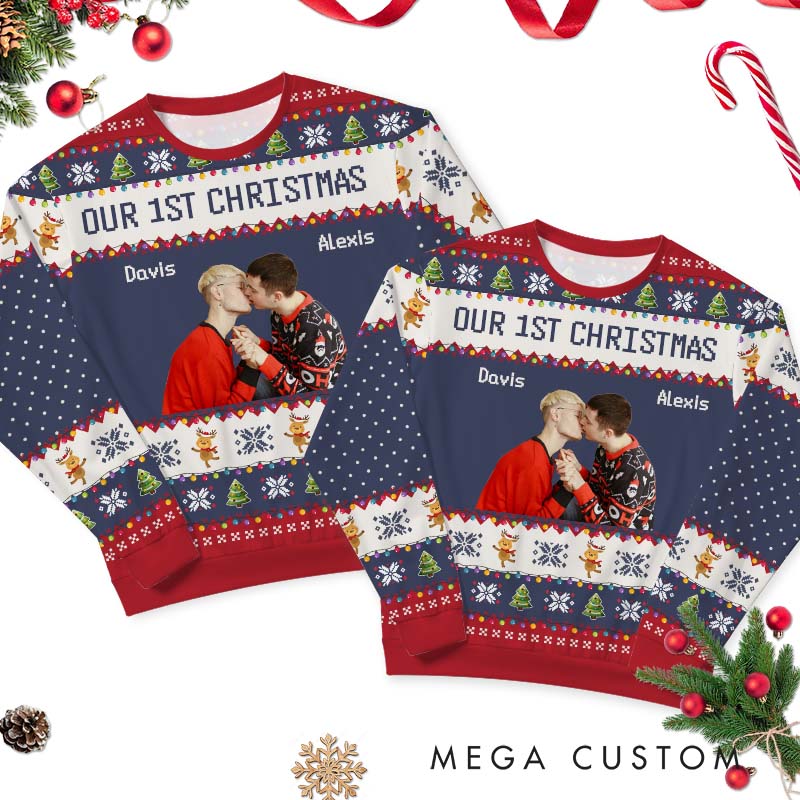 Personalized Couple Christmas Ugly Sweater Husband Wife Couple Edition Ugly Sweater Xmas Gift Sweater with Photo
