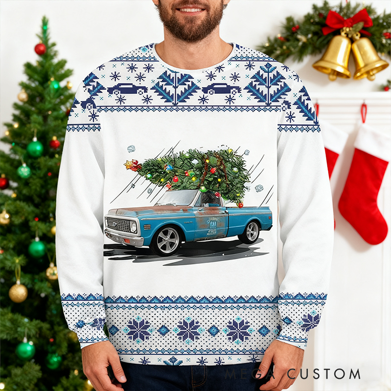 Personalized Christmas Ugly Sweater Racing Car Design Sweater Gift for Racers and Racing Lovers