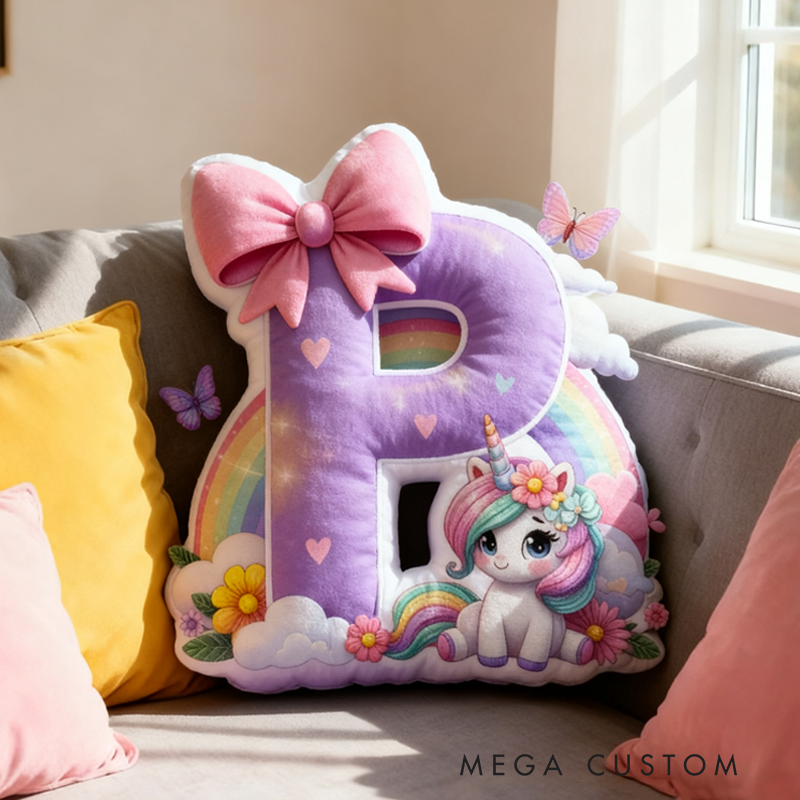 Personalized Cute Dream Horse Initial Pillow Christmas Gift for Kids