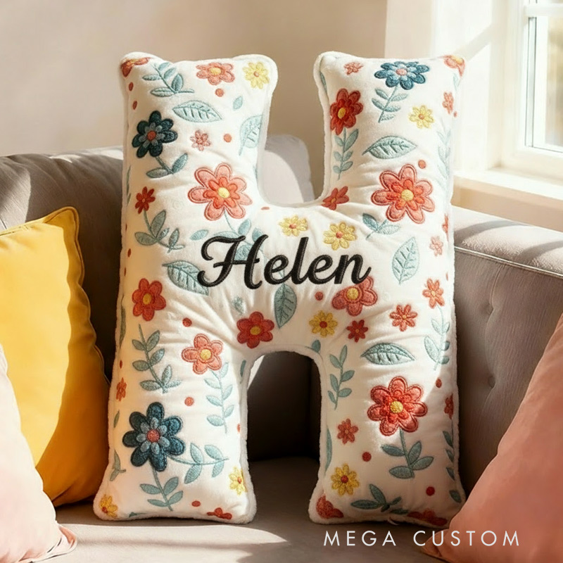 Personalized Floral Letter Pillow with Name Graphic 3D Print Custom Double Sided Pillow Gift for Kids Gardening Lovers Gift