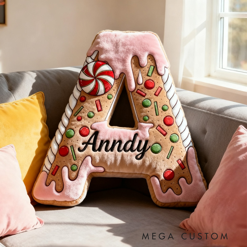 Personalized Cake Alphabet Throw Pillow Graphic 3D Print Letter Pillow Custom Kids Cookie Pillow with Name for Kids Birthday Gift