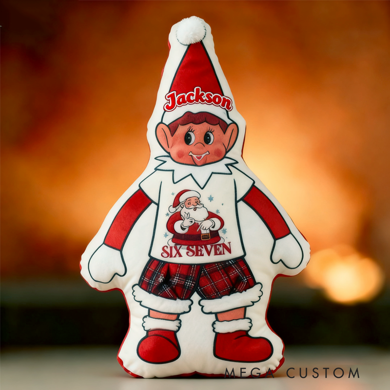 Personalized Cute Trendy 67 Holiday Elf with Name Graphic 3D Print Pillow Christmas Gift for Kids