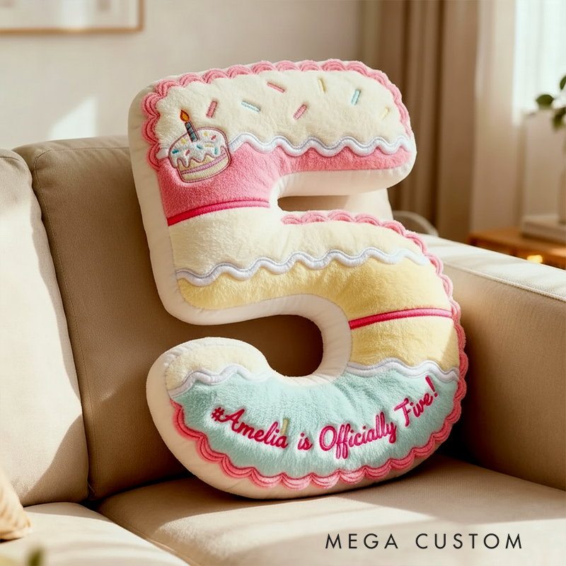 Personalized Number Shaped Graphic 3D Print Pillow with Editable Text  Soft Plush Birthday Gift for Kids  Unique and Adorable Children’s Birthday Gift