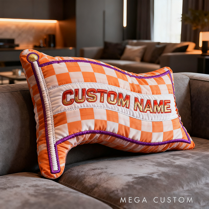 Personalized Racing Checkered Flag Pillow Custom Name 3D Graphic Print Cushion Gift for Racers and Racing Lovers