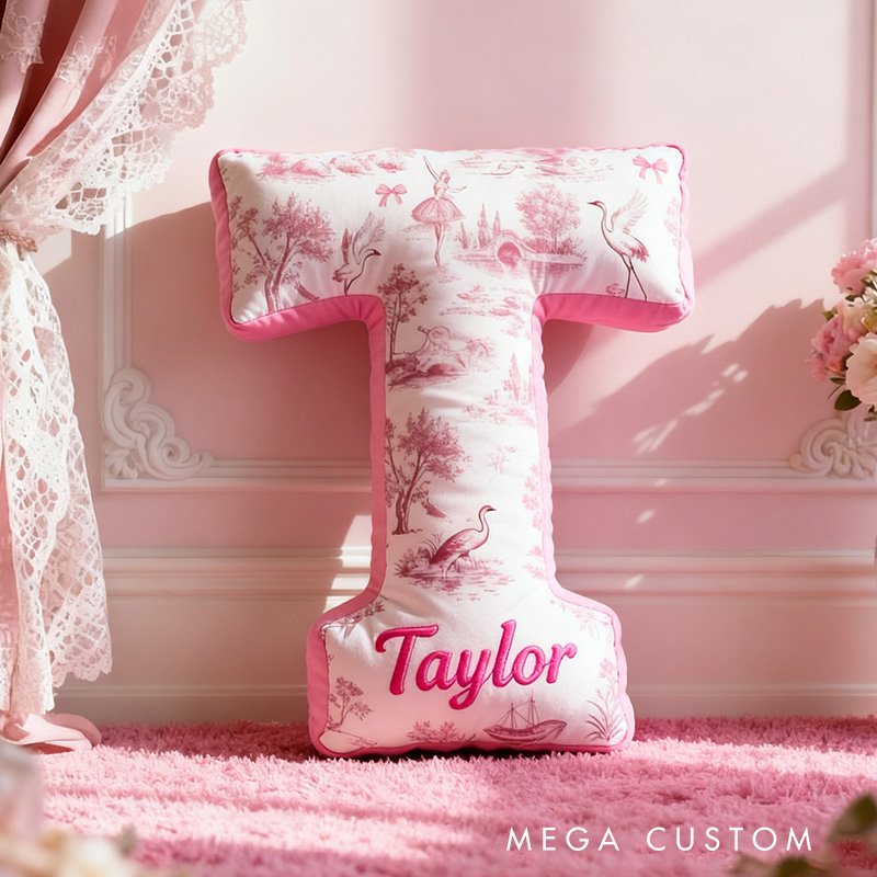 Personalized Graphic 3D Print Toile De Jouy Ballet Alphabet Shaped Pillow for Dance Lovers Initial Pillow Christmas Gift for Kids