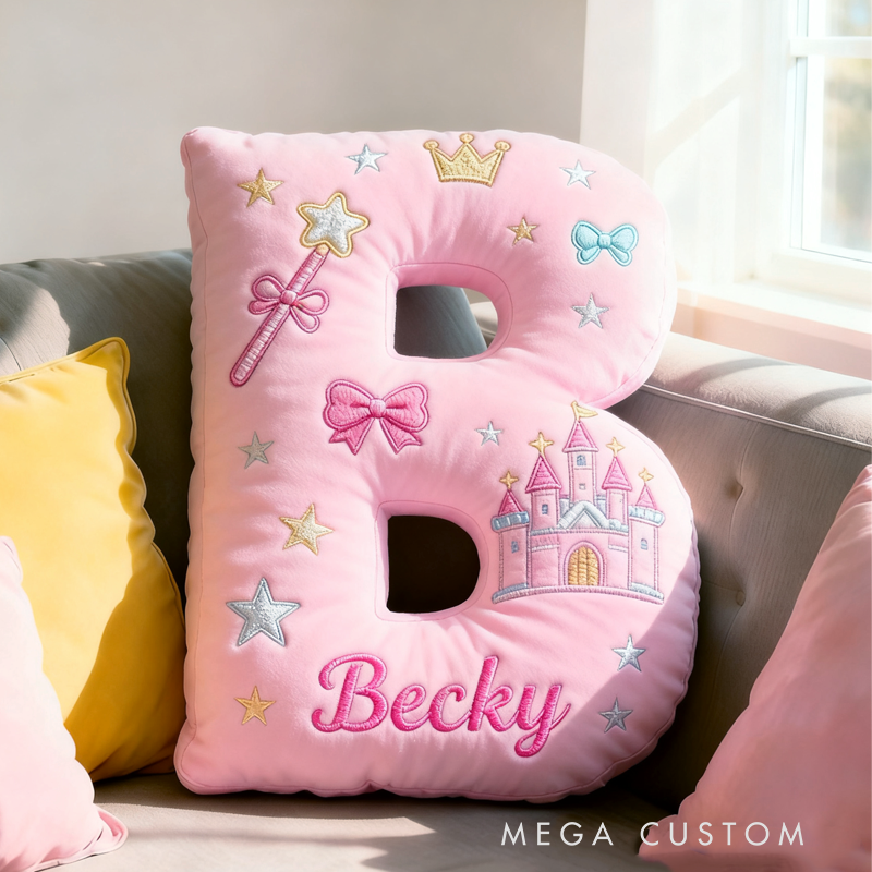 Personalized Pink Castle with Name Graphic 3D Print Pillow Christmas Gift for Kids
